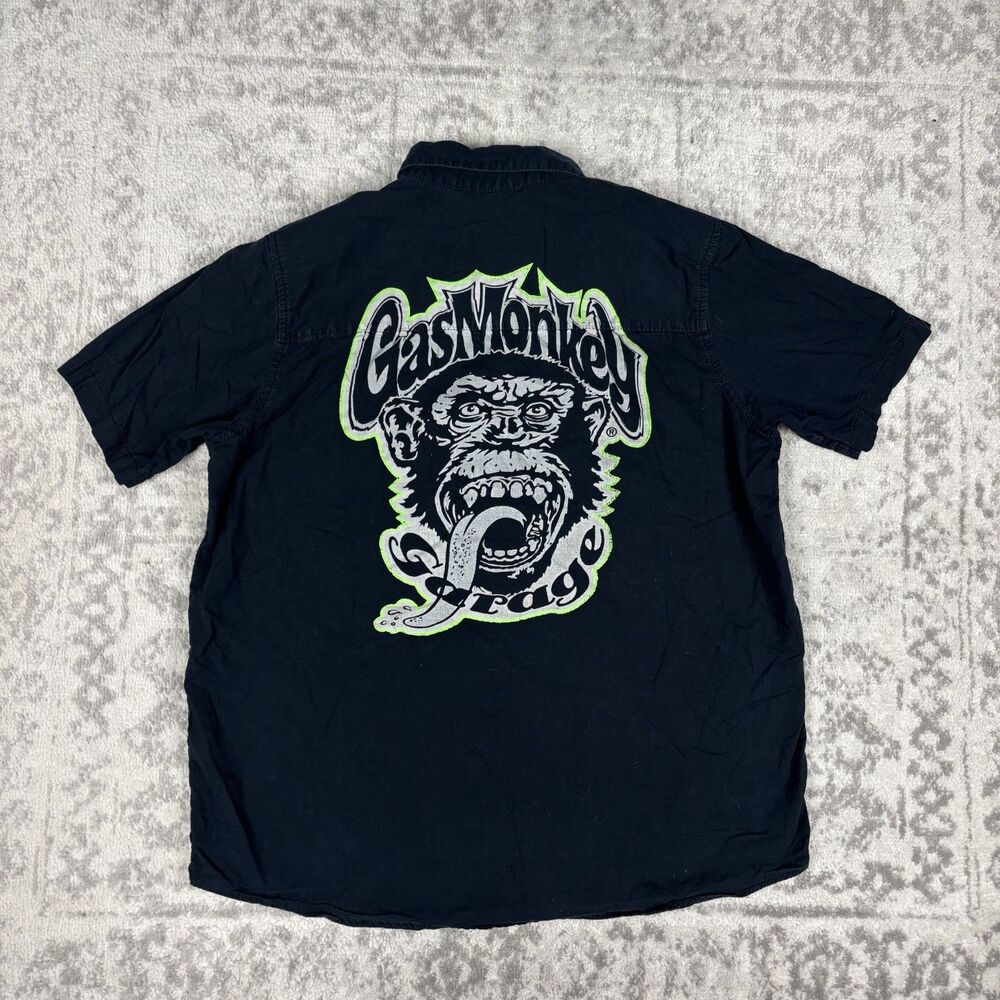 Gas Monkey Garage Men's Button-Up Shirt Classic Logo Print S/S Size XL